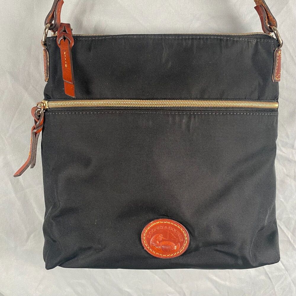 Authentic Dooney and Bourke Black Nylon and Leather Cross Body Messenger Bag - Picture 3 of 16